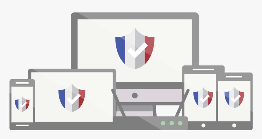 Shields With The French Flag On Computers, Mobile Phones, - Expressvpn, HD Png Download, Free Download