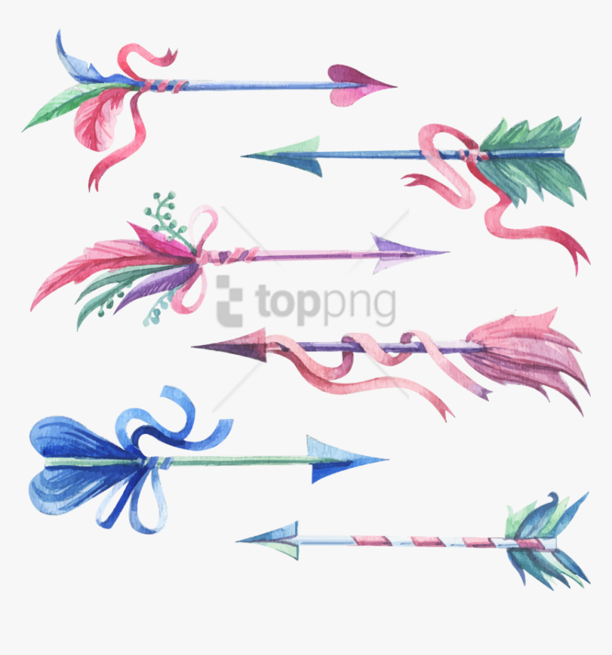 Free Png Download Blue Watercolor Arrow Png Images - Bohemian Feathers Png, Transparent Png, Free Download