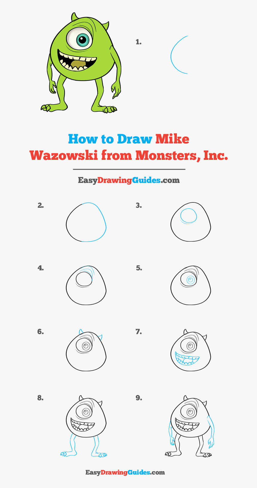 Draw Mike Wazowski Step By Step, HD Png Download, Free Download