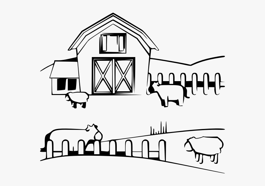 Farm Silhouette - Farm Black And White Clipart, HD Png Download, Free Download