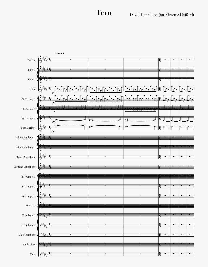 Torn Sheet Music Composed By David Templeton 1 Of - Inferno Robert W Smith Sheet, HD Png Download, Free Download