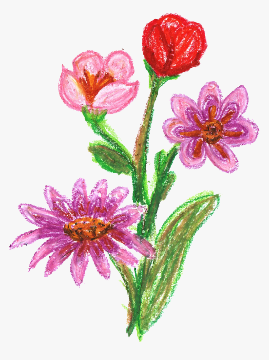 Crayon Flowers Png - Flower Crayon Png, Transparent Png, Free Download