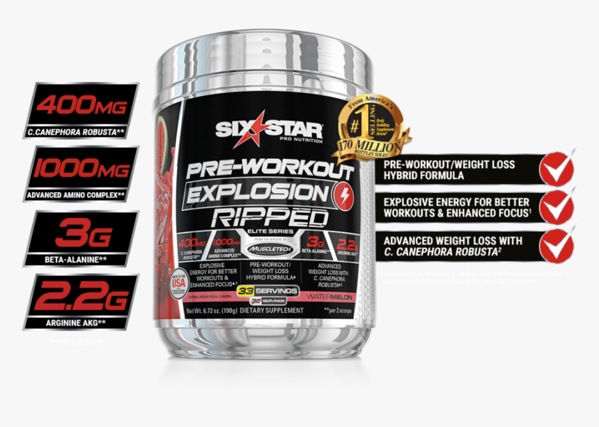 Six Star Pre Workout Explosion Ripped, HD Png Download, Free Download