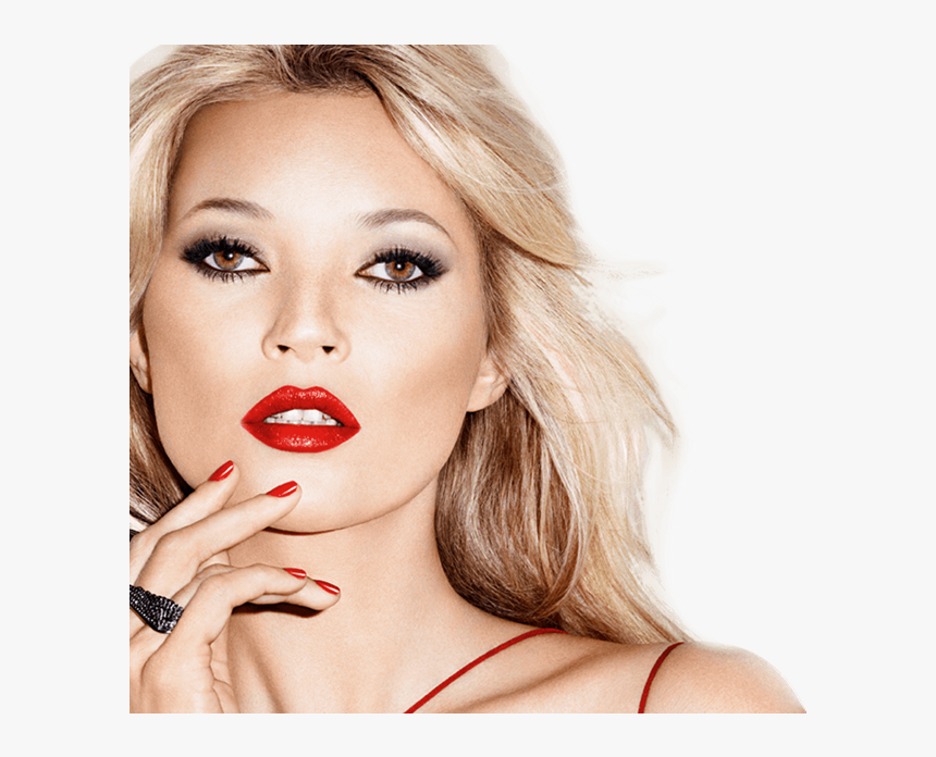 Makeup Models Png - Kate Moss Red Lipstick, Transparent Png, Free Download
