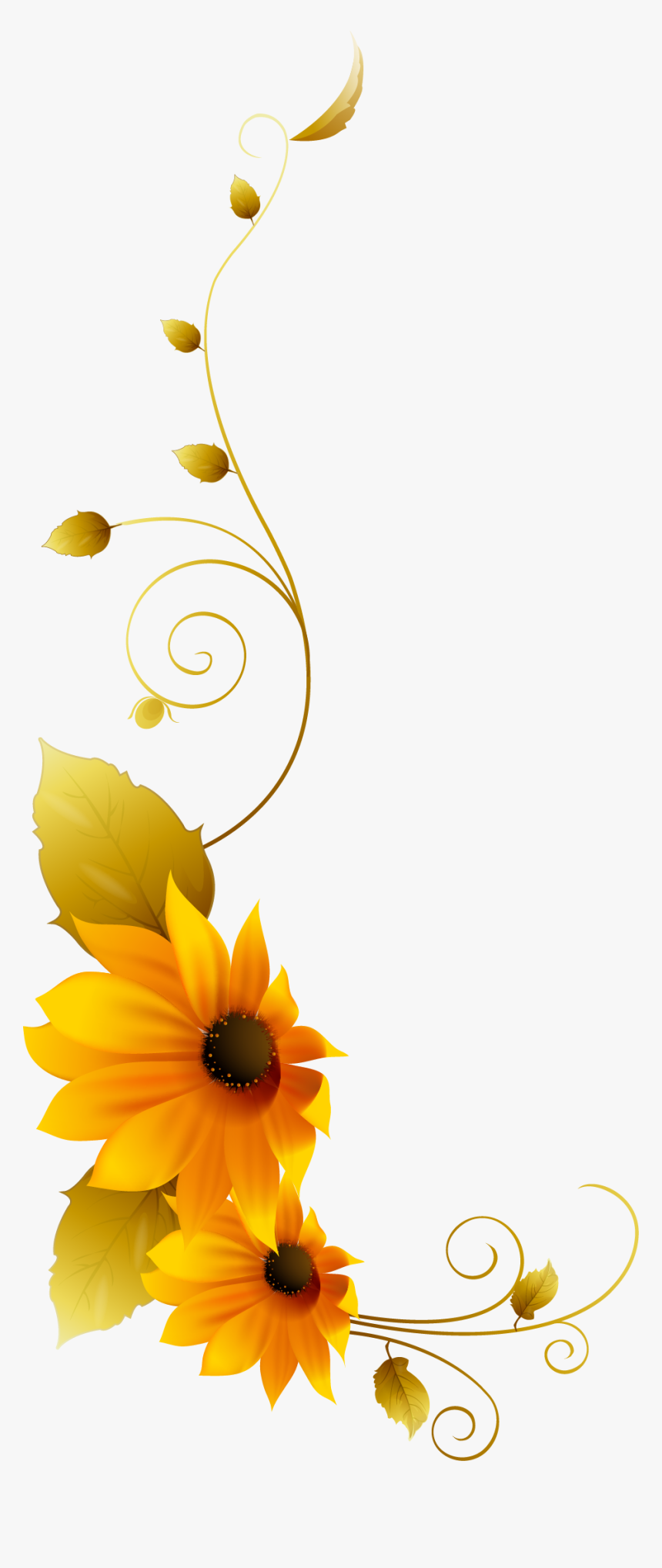 Vines Clipart Yellow Flower - Sunflower Vines Png, Transparent Png, Free Download