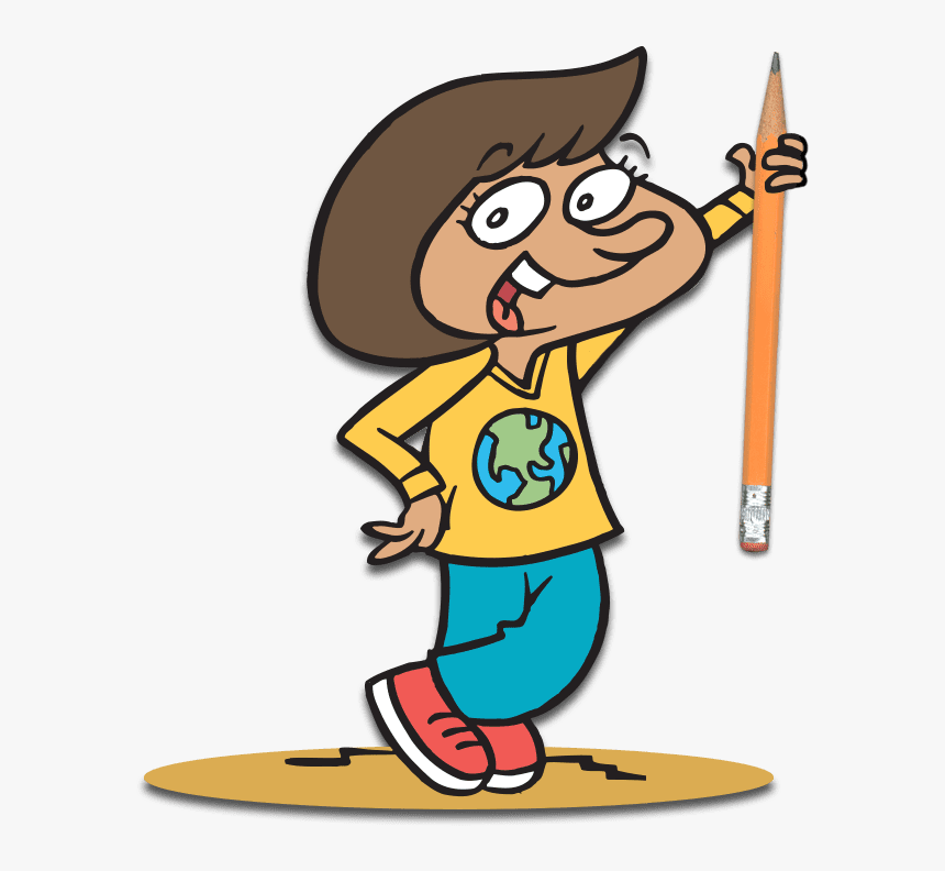 Character Named Mandy Holding A Pencil - Cartoon, HD Png Download, Free Download