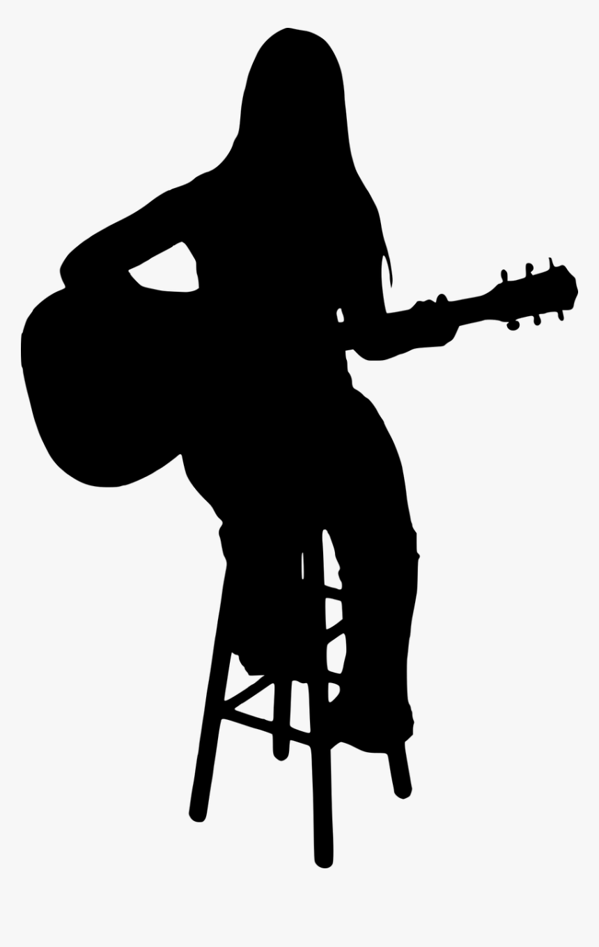 Silhouette Of Girl Playing Guitar, HD Png Download, Free Download