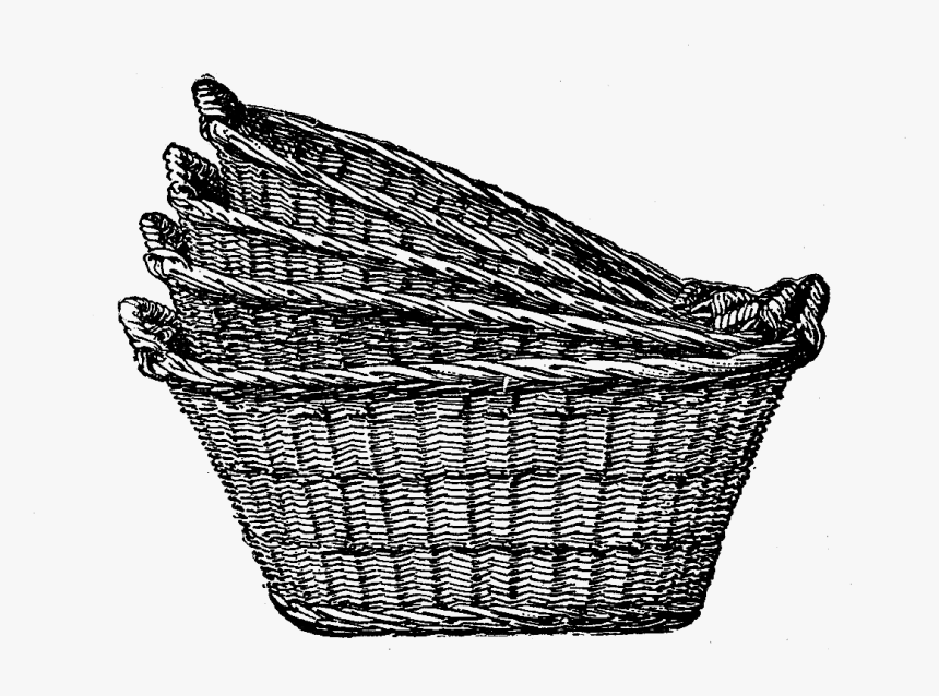 Laundry Drawing Clothes Basket - Vintage Laundry Hanger Clip Art, HD Png Download, Free Download