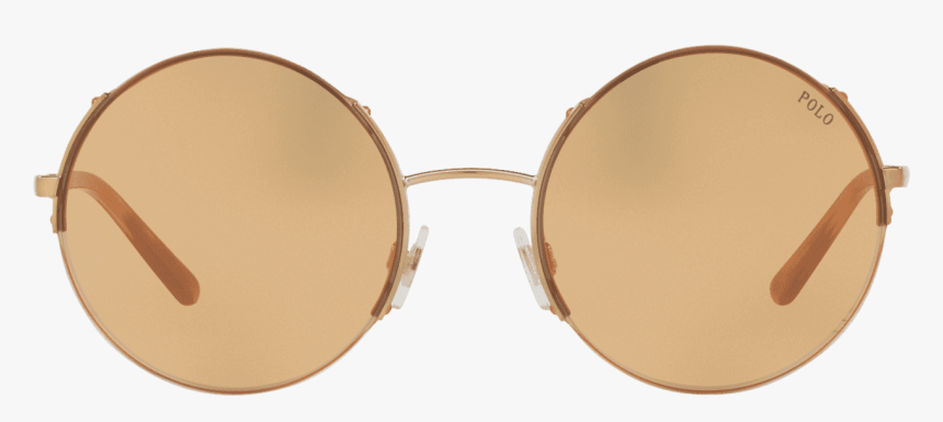 Half Rim Round Sunglasses In Shiny Rose Gold - Bronze, HD Png Download, Free Download