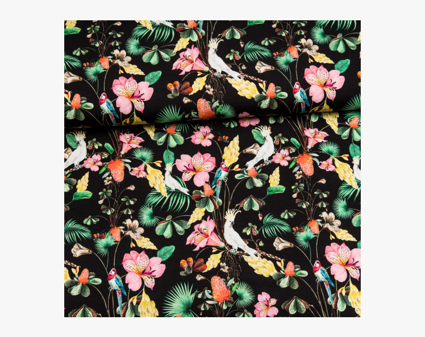 Cotton Jersey Digital Printed Tropical Flowers Multicolored - Motif, HD Png Download, Free Download