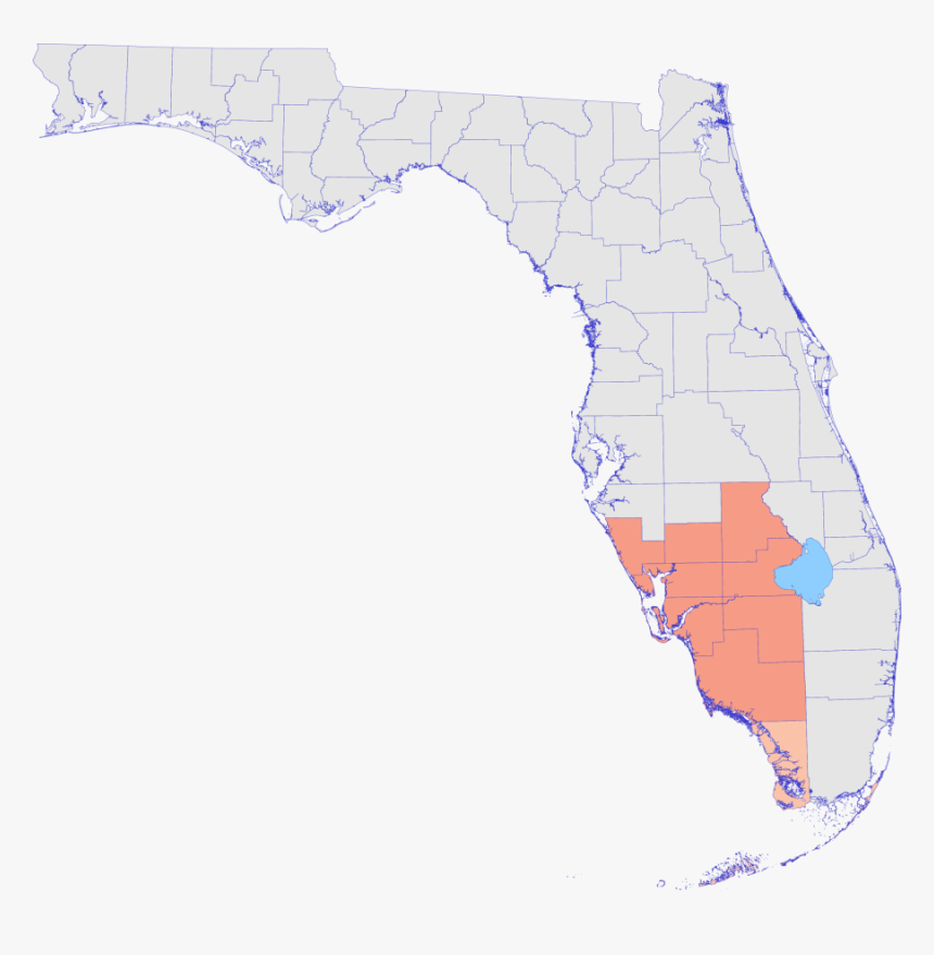 Florida Map With South District Counties Highlighted - Location Of Florida Gators, HD Png Download, Free Download