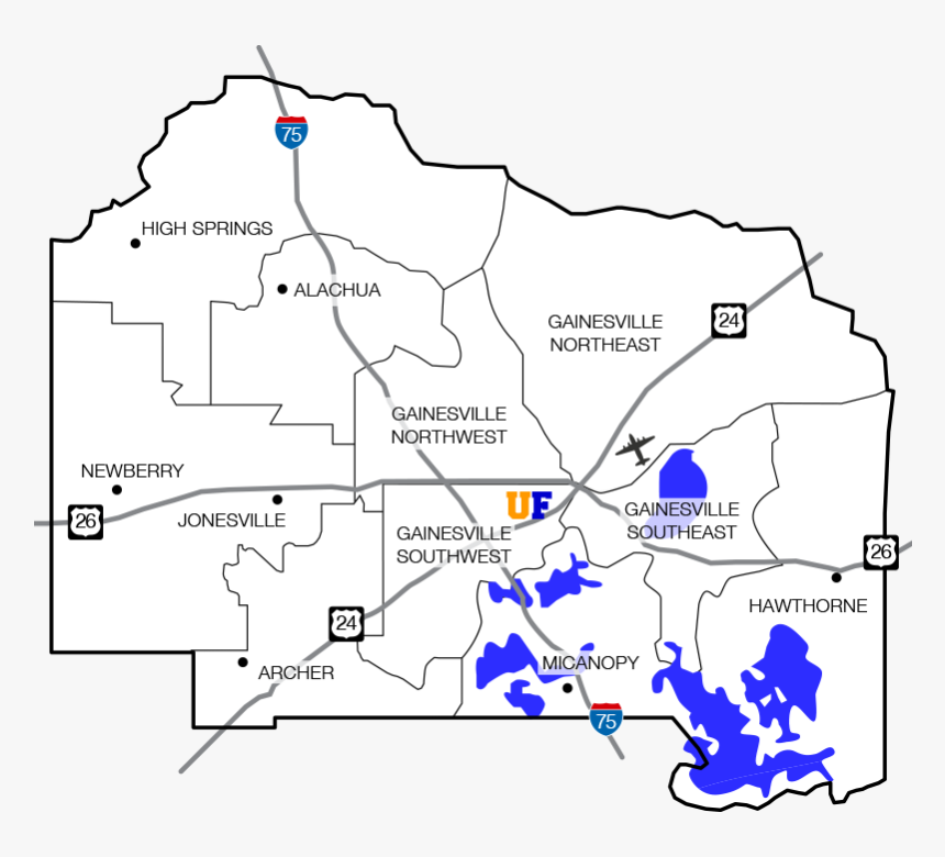 Transparent Florida Map Png - Gainesville Neighborhoods, Png Download, Free Download