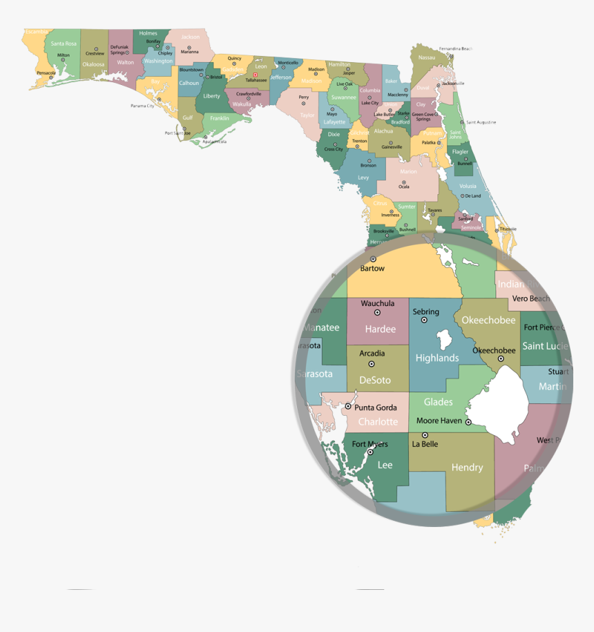 North Port Roofing Company - Mapa Politico Estado Florida, HD Png Download, Free Download