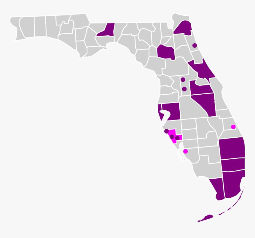 Transparent Florida Clipart Png - 2018 Florida Senate Election Results By County 2018, Png Download, Free Download