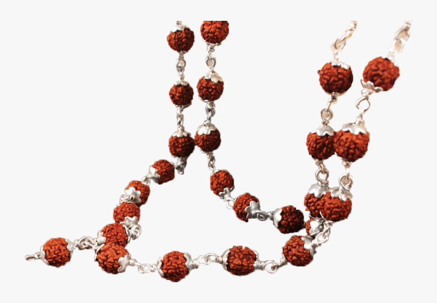Rudraksha Mala In Silver Capping 7mm - Amber, HD Png Download, Free Download