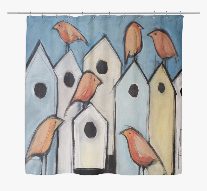 Birds On Houses Woven Oxford Cloth Shower Curtain Williams - Painting, HD Png Download, Free Download