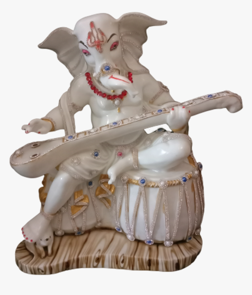 Ganesh Ji Marble Look Murti Playing Sitar Musical Instrument - Figurine, HD Png Download, Free Download