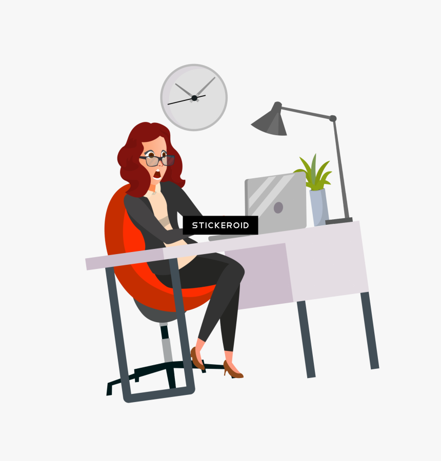 Woman Shocked Illustration - Sitting, HD Png Download, Free Download
