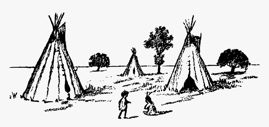 Tipi Drawing Artwork - Cartoon Drawing Indigenous People, HD Png Download, Free Download