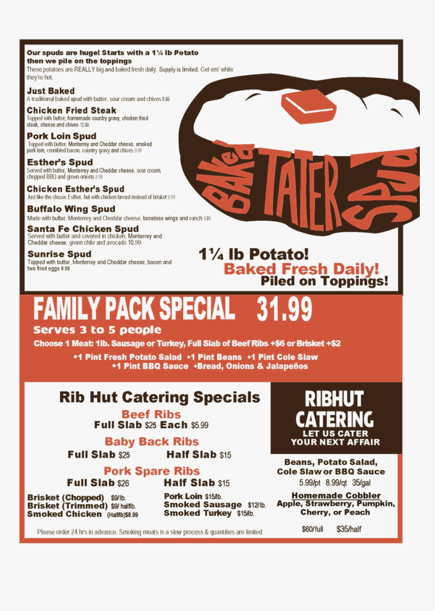 Current Rib Hut Menu 1 Page 5 - Flyer, HD Png Download, Free Download