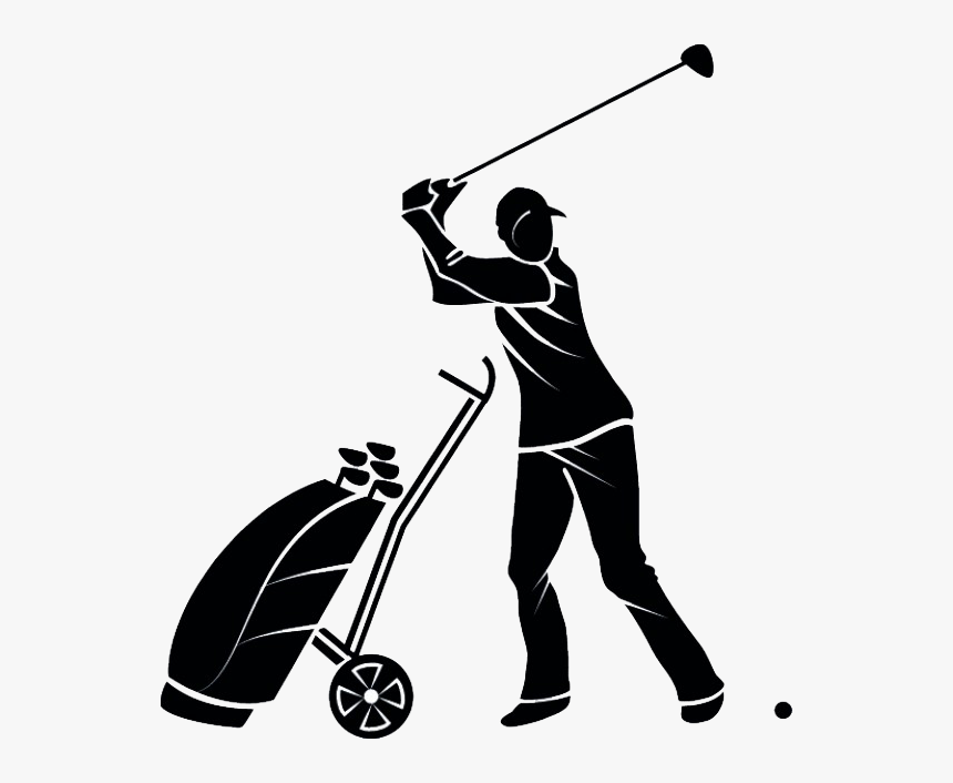 Golf Course Euclidean Vector Clip Art - Black And White Golfer Png Cartoon, Transparent Png, Free Download