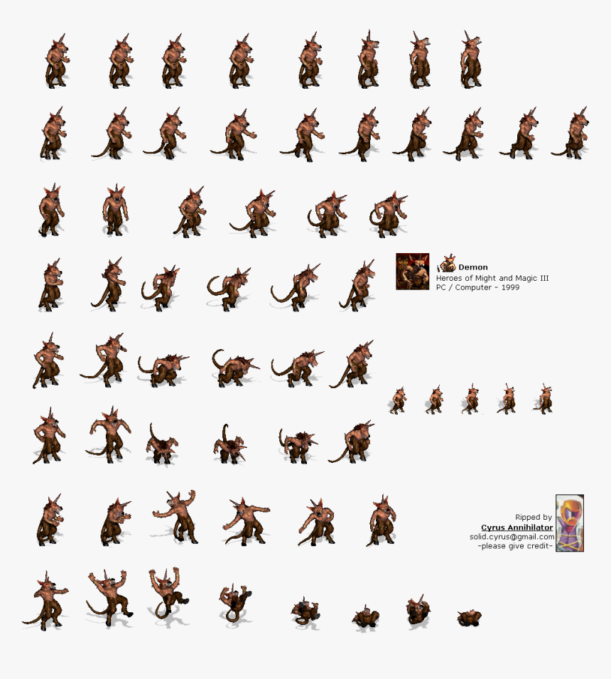 Demon Sprite Sheet Png , Png Download - Demon Pixel Sprite Sheet, Transparent Png, Free Download