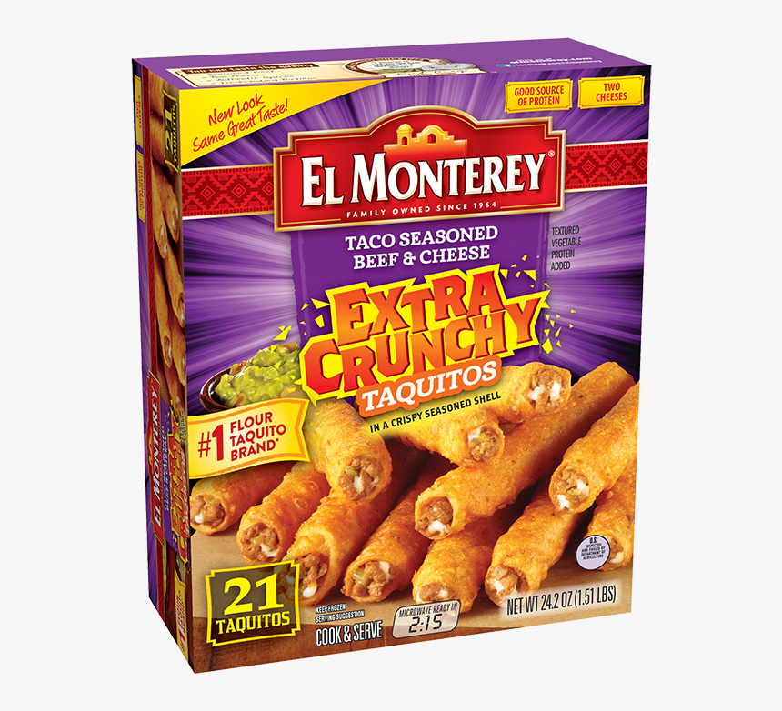 Crunchy Beef & Cheese Taquito Snacks - El Monterey Extra Crunchy Taquitos, HD Png Download, Free Download