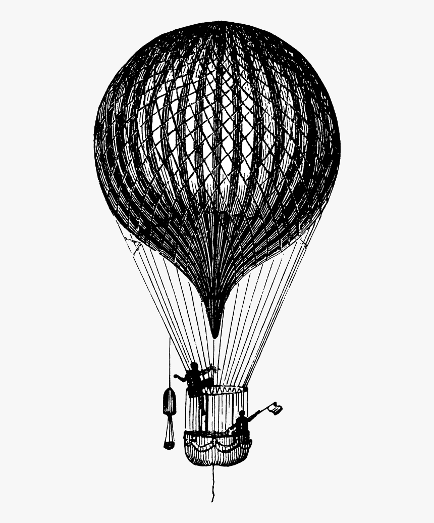 Hot Air Balloon 19th Century , Png Download - Victorian Hot Air Balloon Drawing, Transparent Png, Free Download