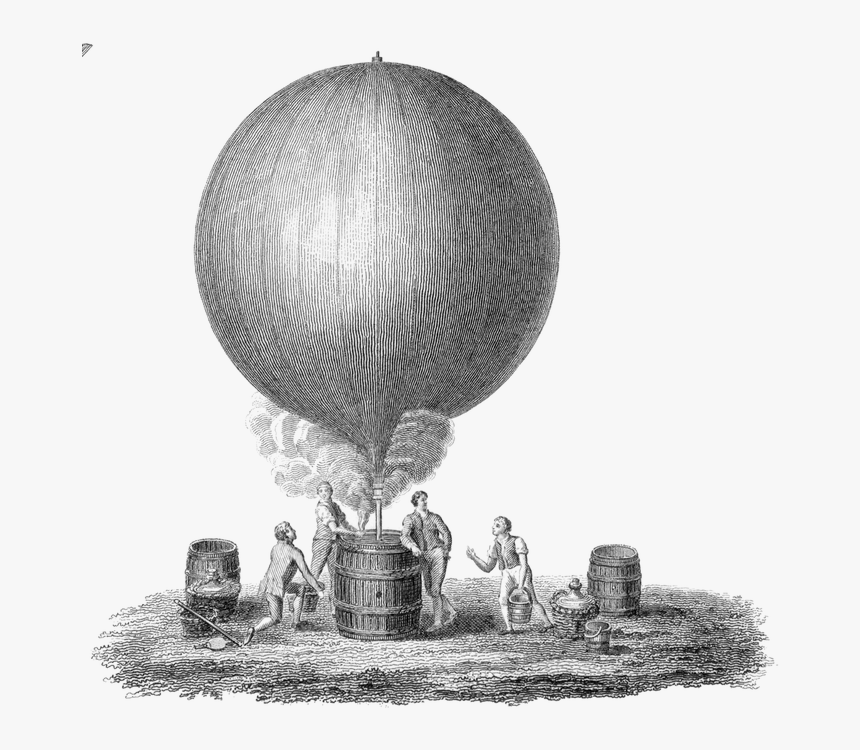 Old Illustration Of Hot Air Balloon - Hot Air Balloon Old, HD Png Download, Free Download