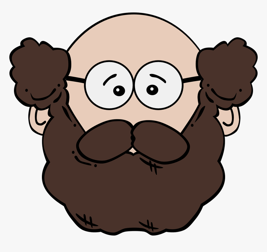 Balding Man With Mustache And Beard Svg Clip Arts - Man With A Beard Clipart, HD Png Download, Free Download