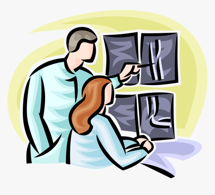 Vector Illustration Of Health Care Professional Doctor - Doctor Looking At Xray Clipart, HD Png Download, Free Download