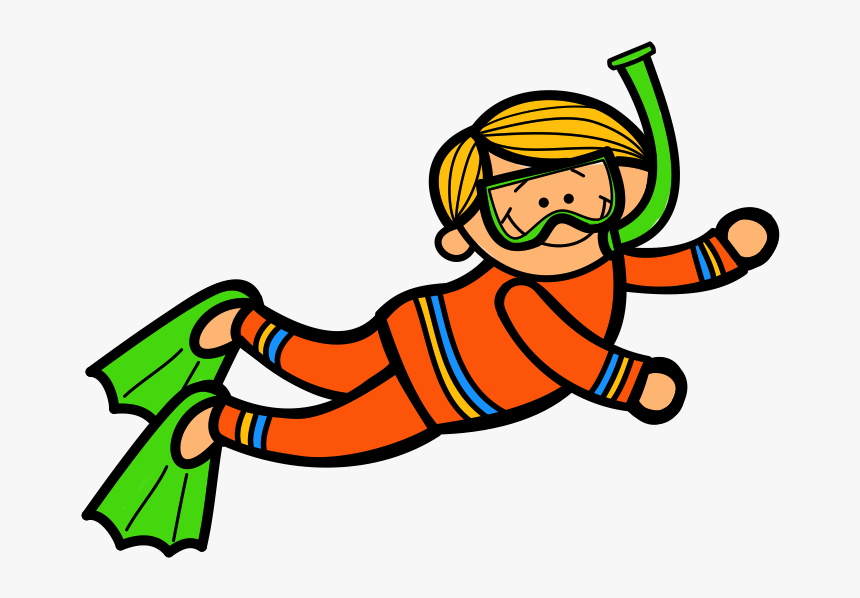 Free Scuba Diving Art - Kids Scuba Diver Clipart, HD Png Download, Free Download