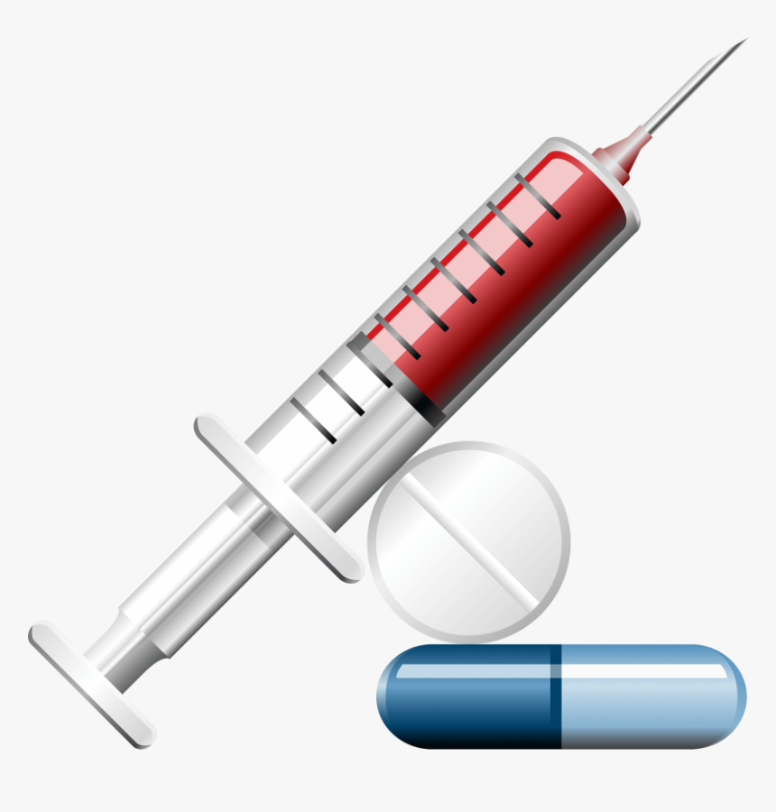 Syringe With Png Free - Syringe And Pills, Transparent Png, Free Download