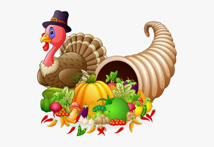 Cornucopia Thanksgiving Horn Of Plenty Full Vegetables - Thanksgiving Turkey And Cornucopia, HD Png Download, Free Download