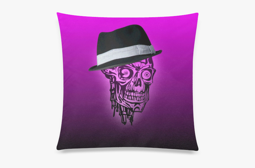 Elegant Skull With Hat,hot Pink Custom Zippered Pillow - Skull, HD Png Download, Free Download