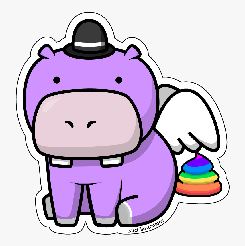 Purple Hippo Clipart - Flying Hippo Cartoon, HD Png Download, Free Download