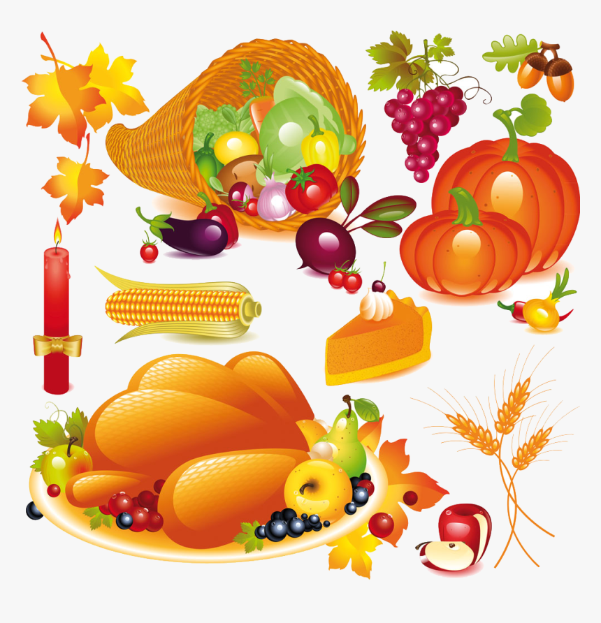 Cornucopia Clipart Vegetarian - Thanksgiving Day Free Vector, HD Png Download, Free Download