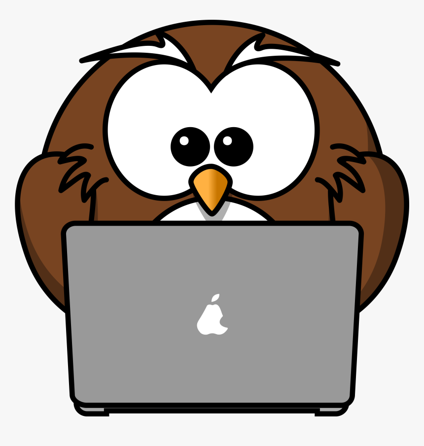 Owl Using A Laptop Svg Clip Arts - Cartoon Owl, HD Png Download, Free Download