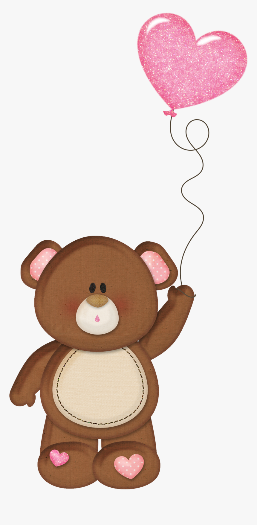 Brown Teddy With Pink Heart Balloon Png Clipart, Transparent Png, Free Download