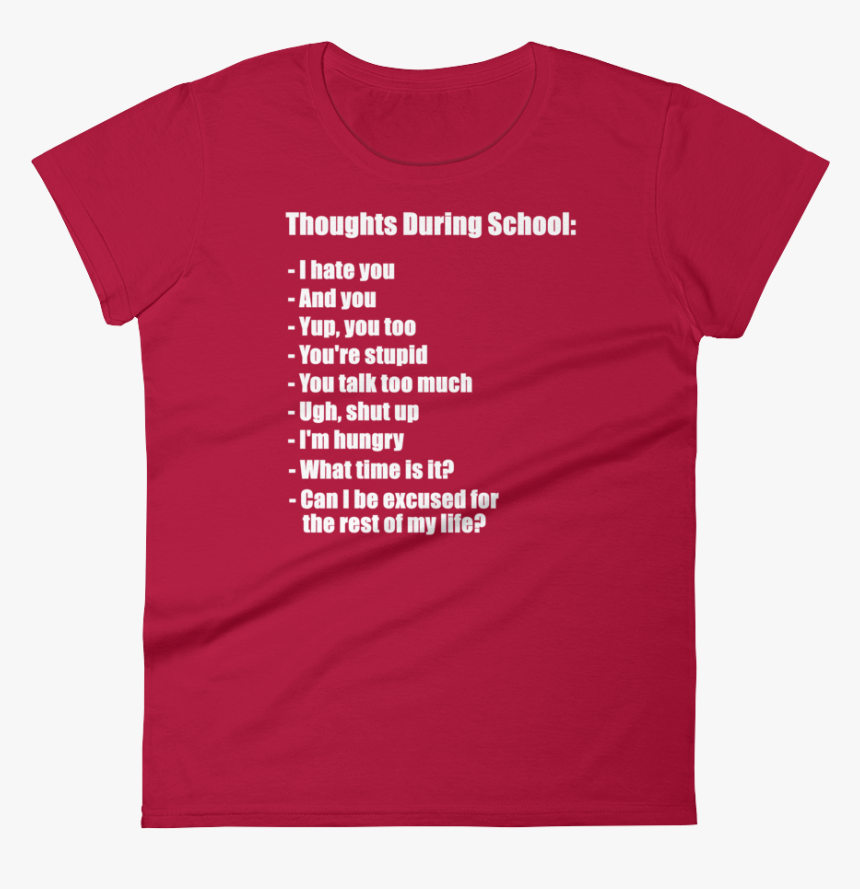 School-thoughts2 Mockup Front Flat Red - Active Shirt, HD Png Download, Free Download