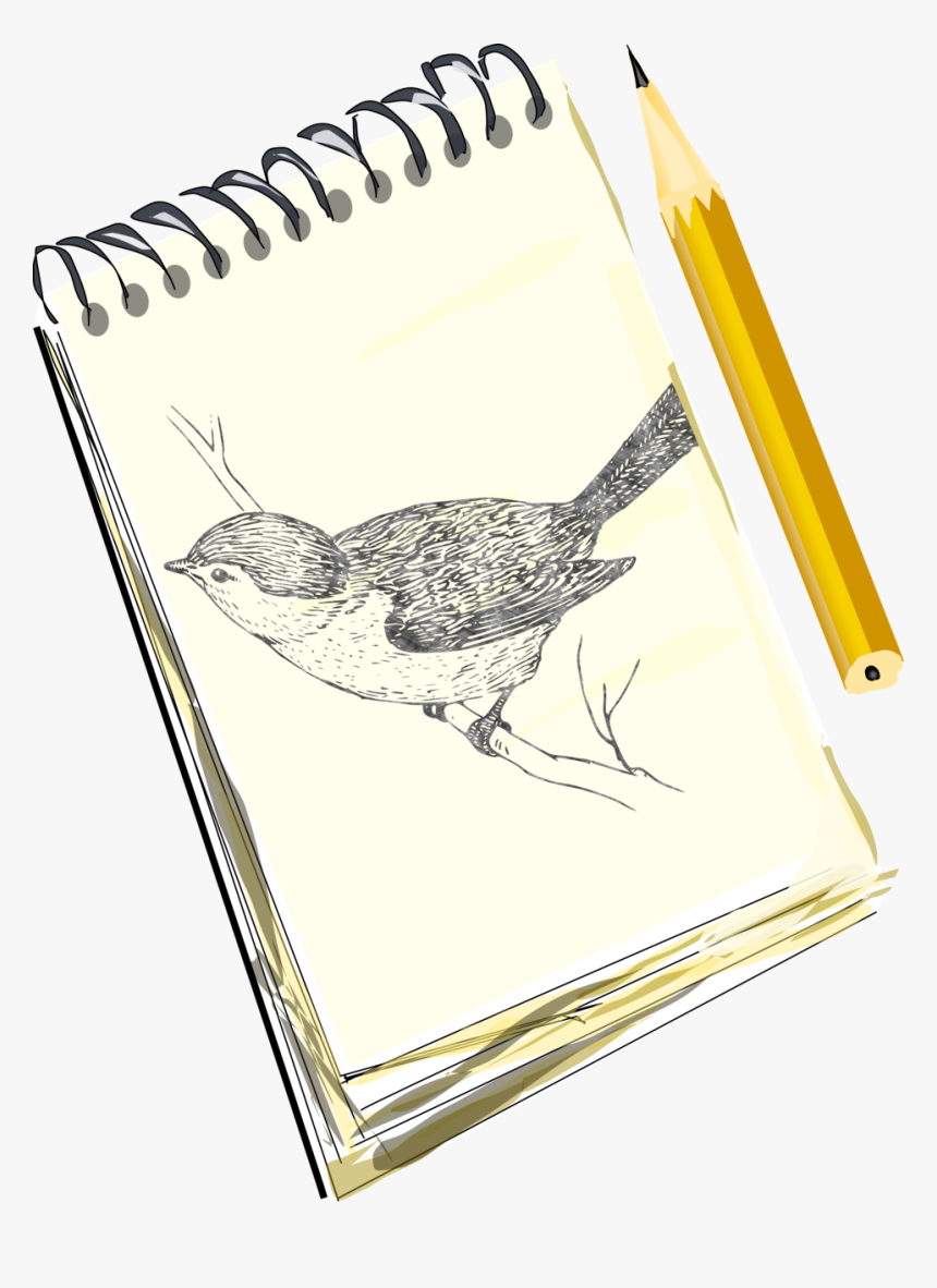 Sketchpad, With Drawing Of A Bird Svg Clip Arts - Pencil And Notebook Drawing, HD Png Download, Free Download