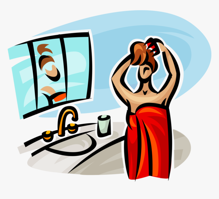 Vector Illustration Of Woman Just Out Of The Shower - Getting Ready For Be Clipart, HD Png Download, Free Download