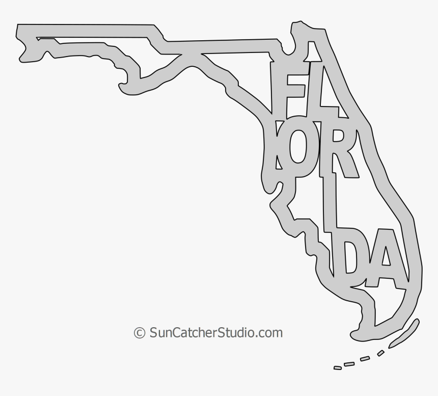 Black And White Florida Map Clip Art, HD Png Download, Free Download