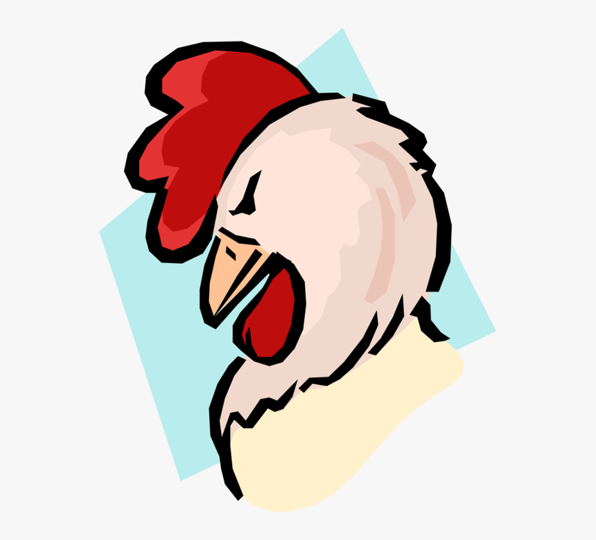 Vector Illustration Of Cartoon Rooster Cockerel Bird - Rooster Head, HD Png Download, Free Download