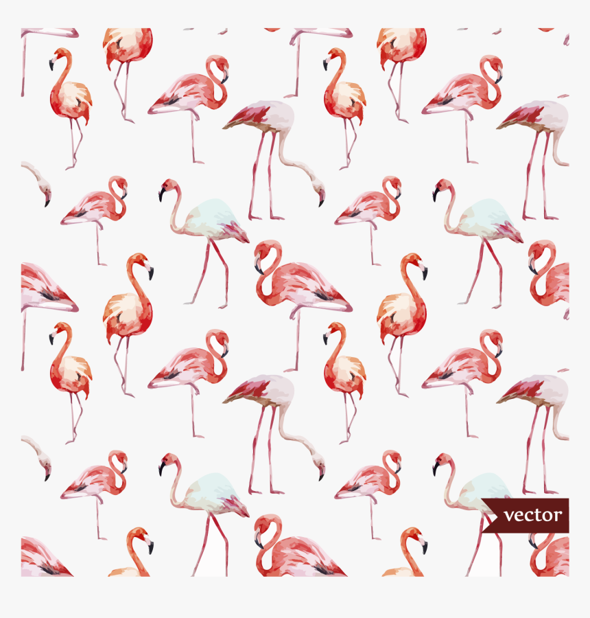 Free Flamingo Vectors , Png Download - Watercolor Pattern Flamingo, Transparent Png, Free Download
