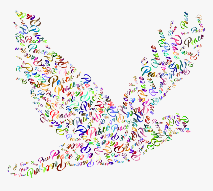 Prismatic Flying Peace Dove Typography 4 No Background - Peace Dove No Background, HD Png Download, Free Download