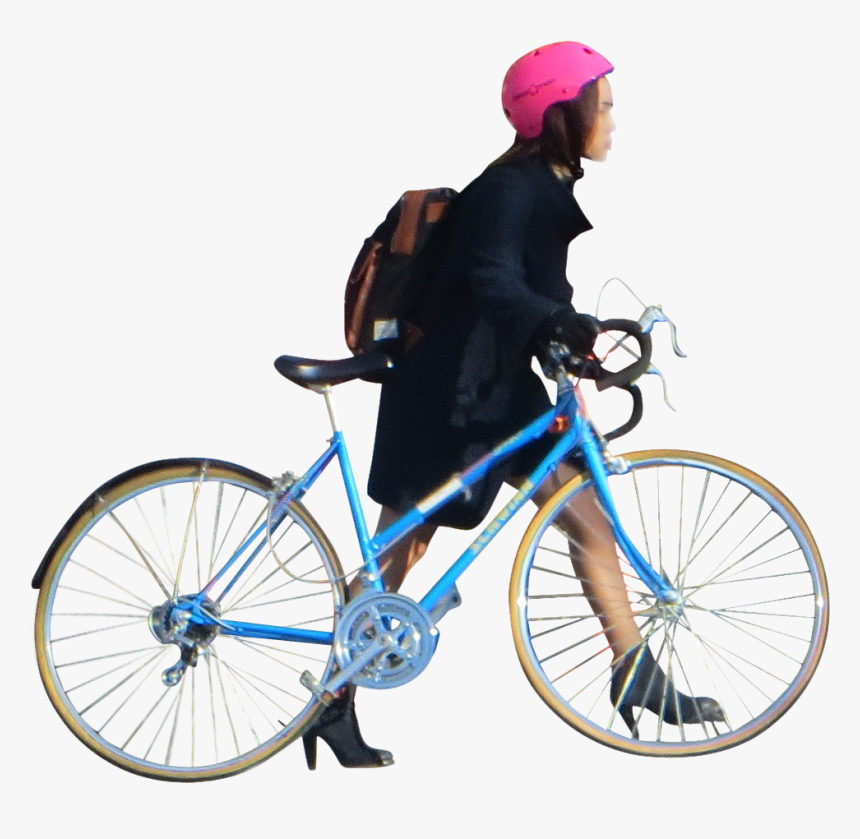 People Walking And Biking Png - Walking With Bike Png, Transparent Png, Free Download