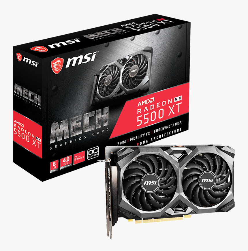 Msi Radeon Rx 5500 Xt 8gb Ddr6 Mech Oc, HD Png Download, Free Download
