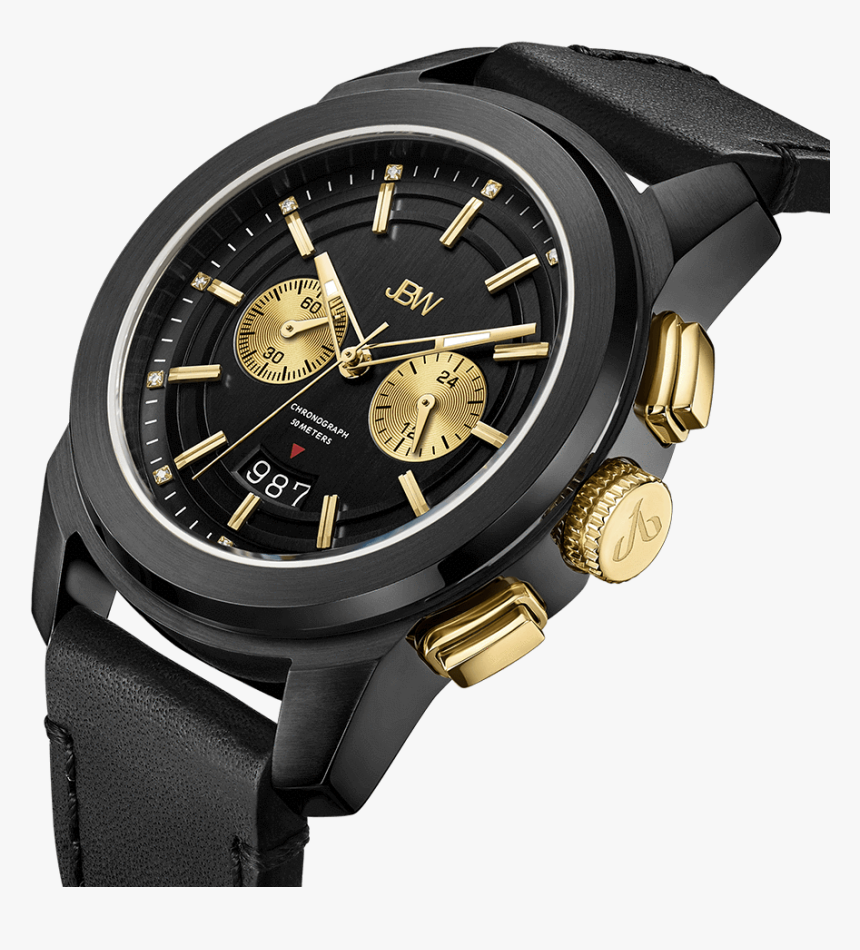 Jbw Mohawk J6352c Gold Black Leather Diamond Watch - Strap, HD Png Download, Free Download