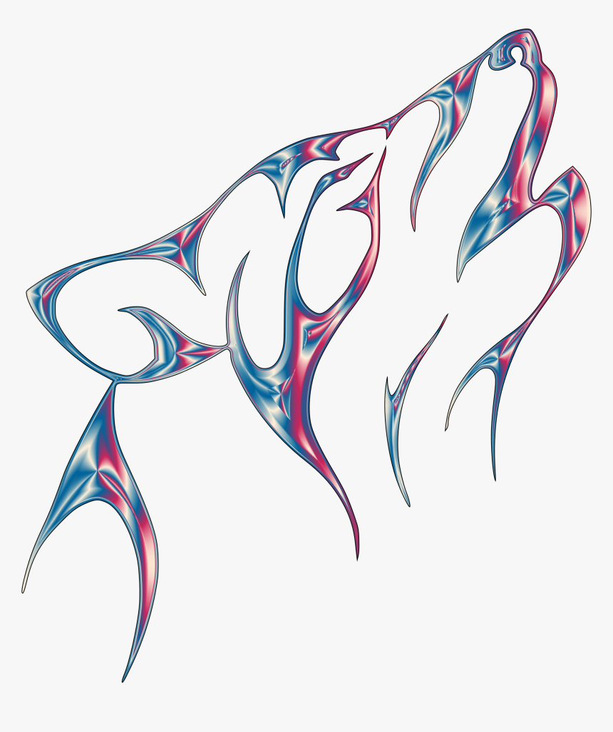 Iridescent Chrome Tribal Wolf No Background Clip Arts - Wolf Tattoo For Drawing, HD Png Download, Free Download